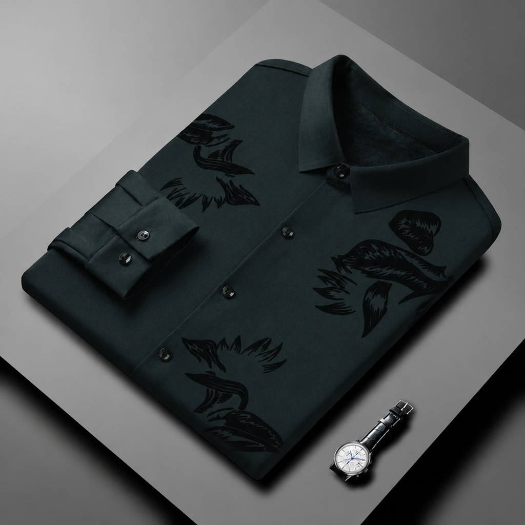 VulcanTherm™ – Slim-Fit Fleece-Lined Shirt with Brushstroke Print