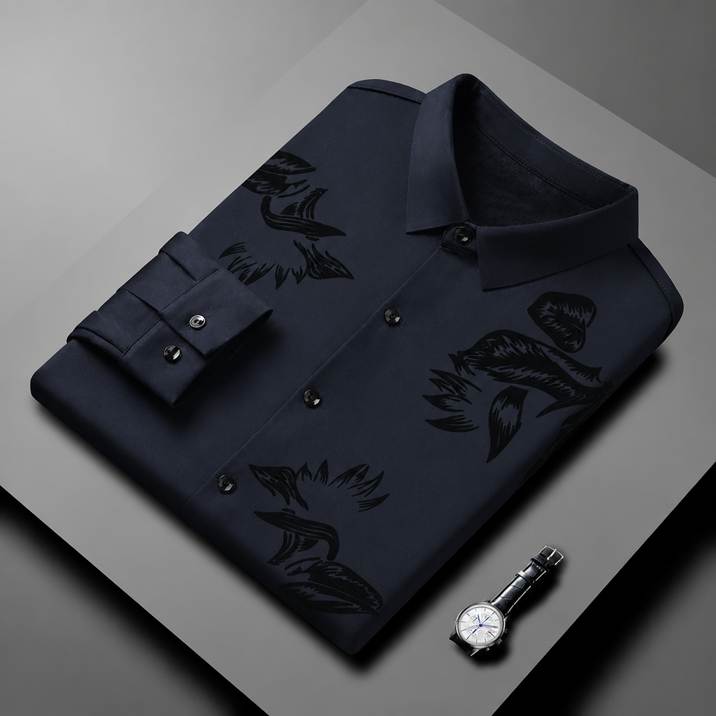 VulcanTherm™ – Slim-Fit Fleece-Lined Shirt with Brushstroke Print