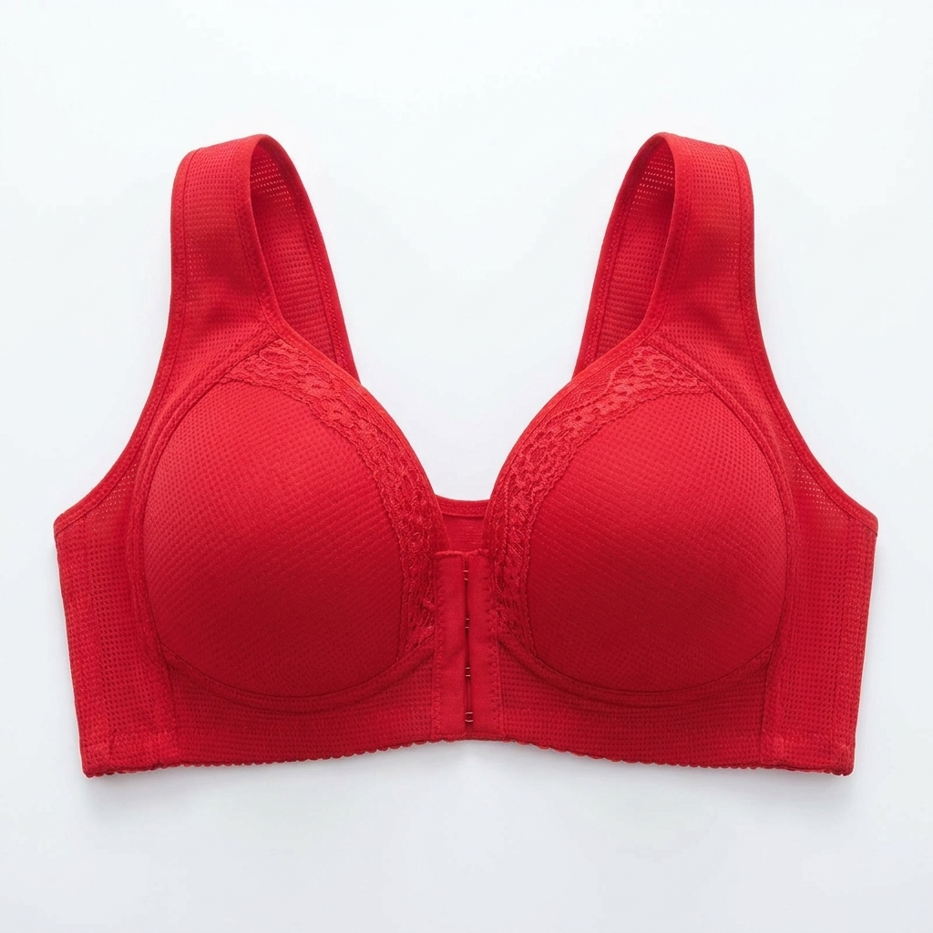VivaFemme™ – Wireless Front-Closure Bra with Lace Accent