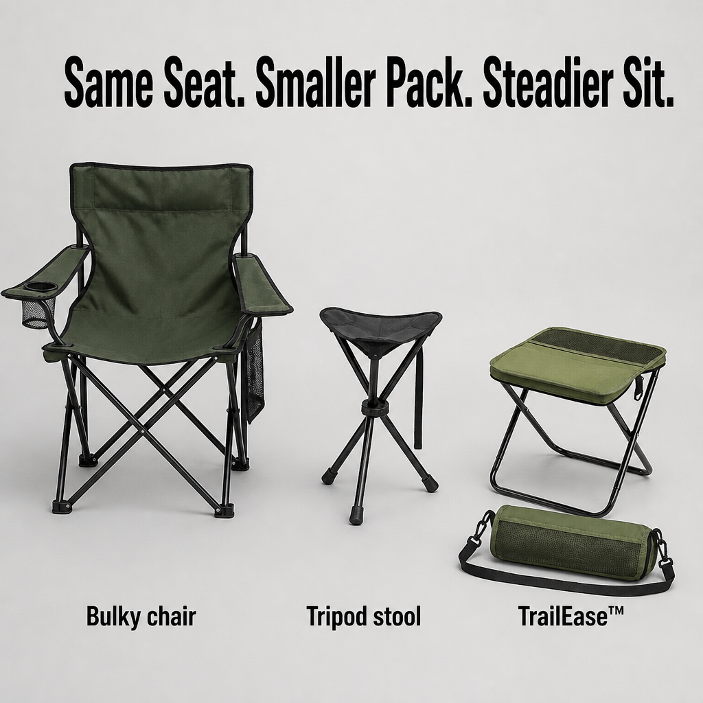 TrailEase™ — Pop Open A 330-lb Stool That Folds To Water-Bottle Size