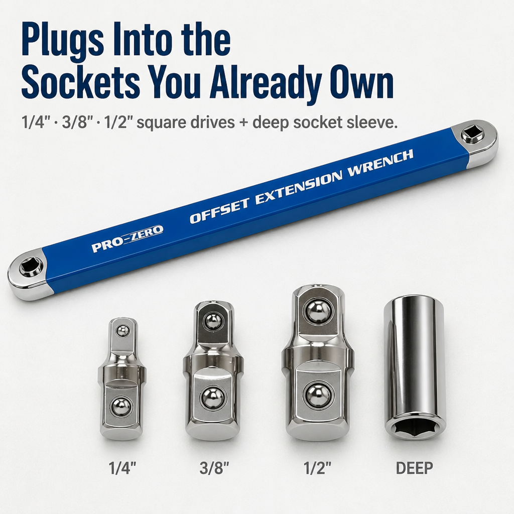 VersiGrip™ — Reach Buried Engine Bolts in Half-Inch Gaps With Zero Swing Arc