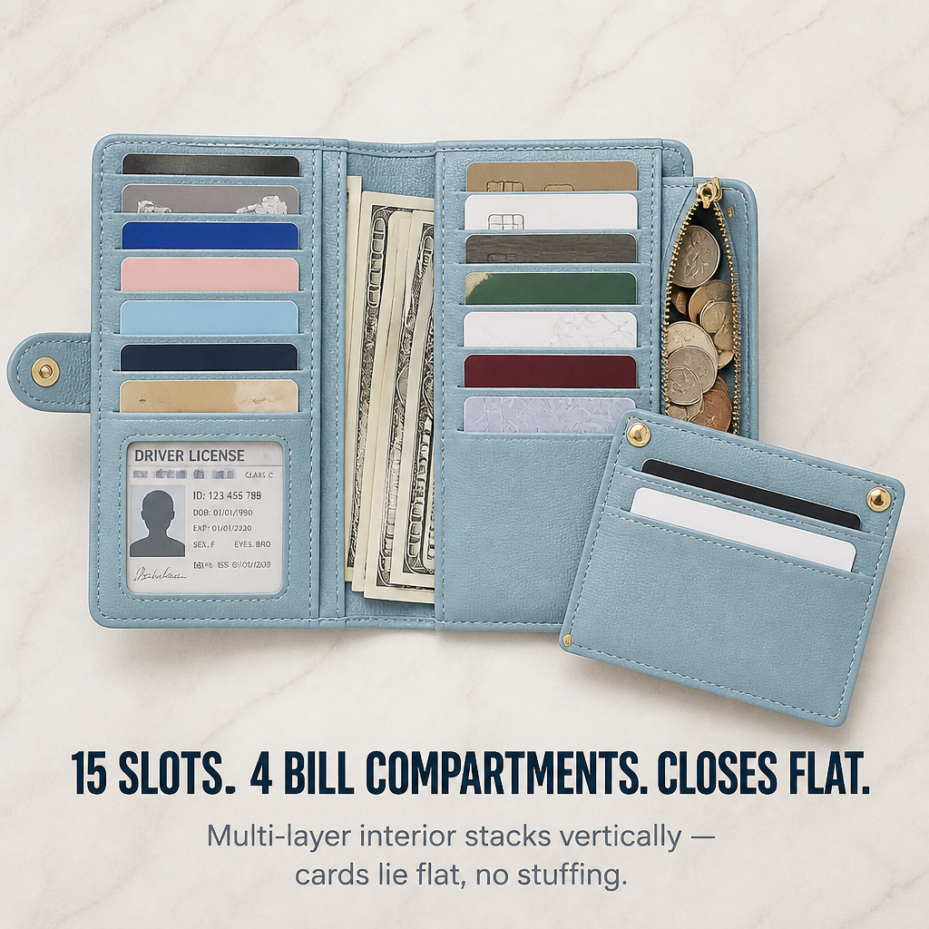 VeroLuxe™ — Fit 15 Cards Without Bulking Up Your Smallest Bag