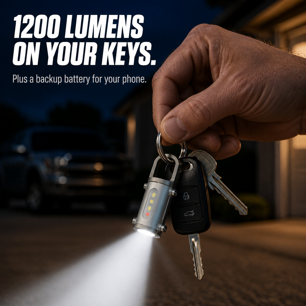 ValorBeam™ — Carry a 1200-Lumen Flashlight and Phone Charger on Your Keys