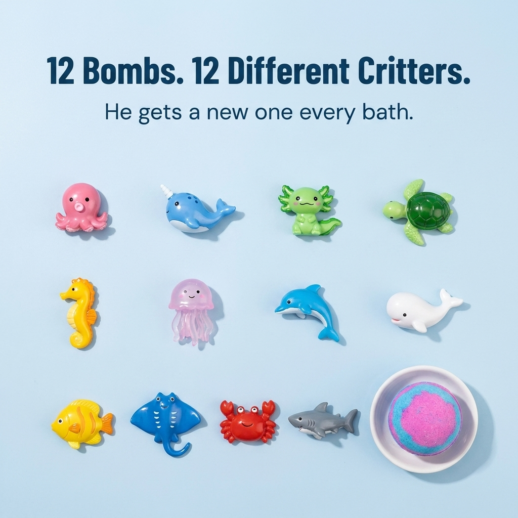 AquaMuse™ — End The Bath Time Battle With 12 Hidden Sea Critters