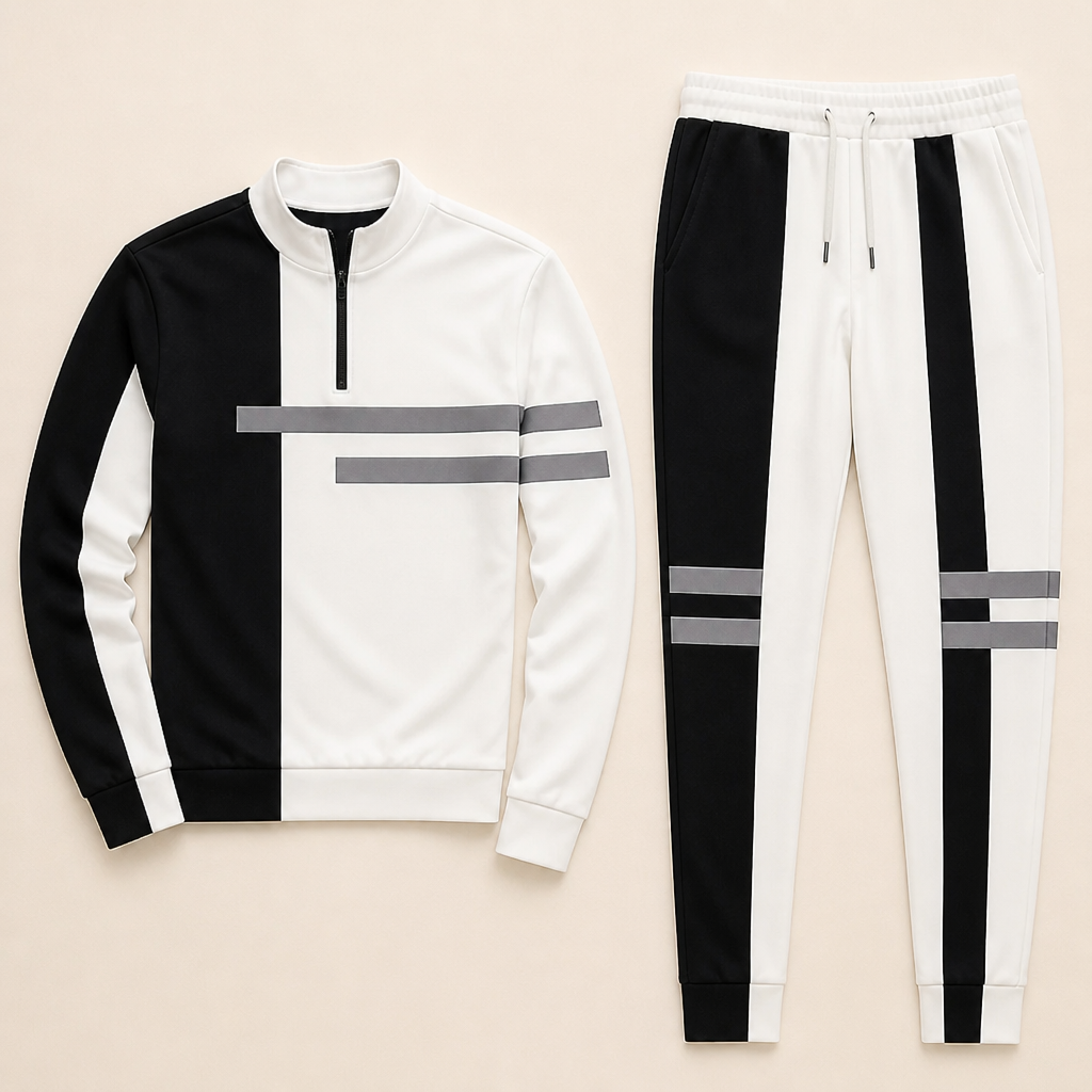 RevitaFit™ – Bold Color-Block Two-Piece Set with Half-Zip Mock Neck