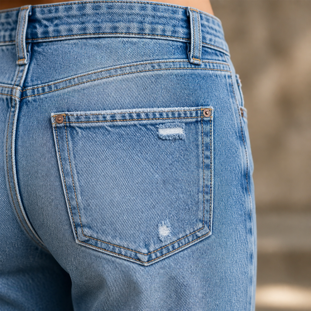 Vibrant Era™ – Retro Frayed-Hem Cropped Straight Leg Jeans