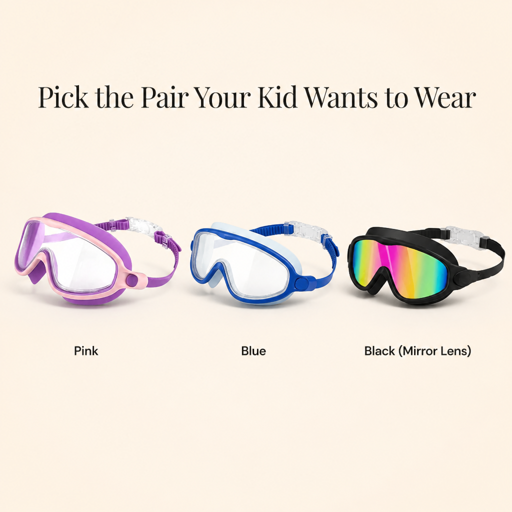 SplashyEyes™ — Skip Hair-Yanks, Fog & Raccoon Eyes With Snap-On Kids Goggles