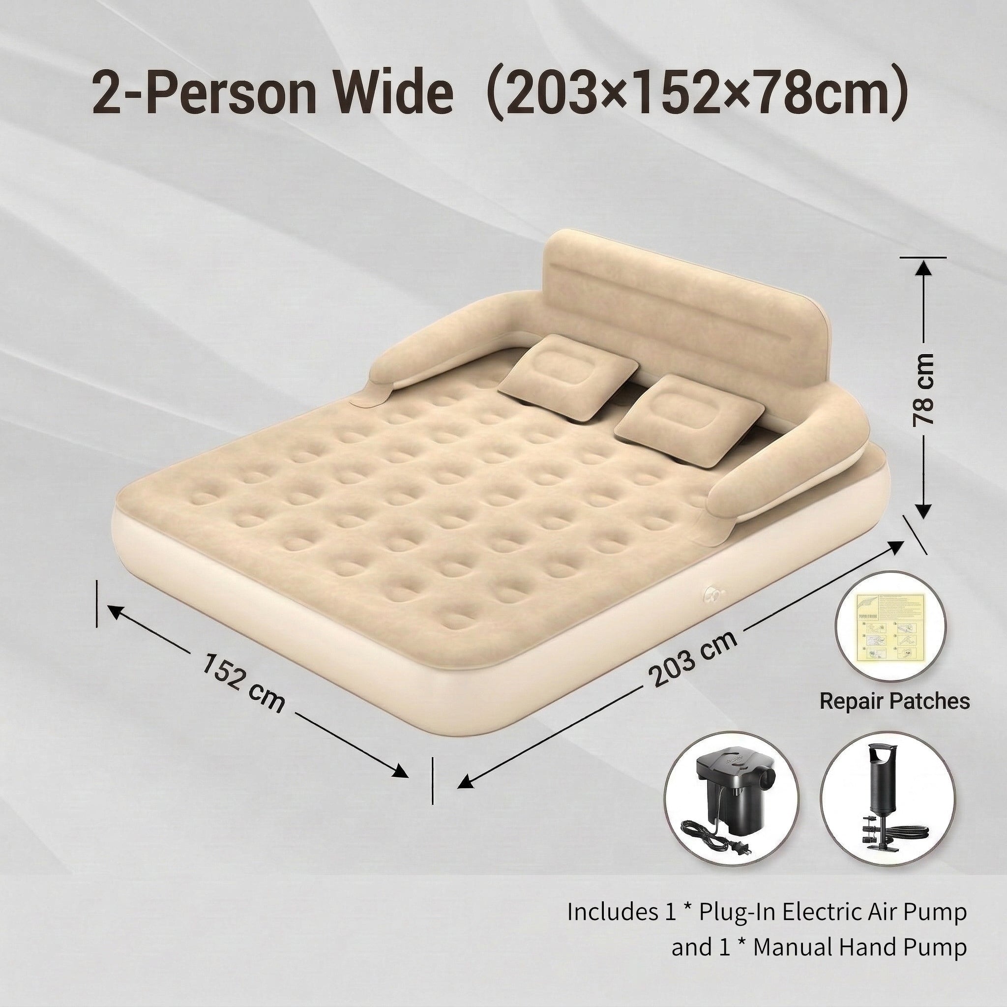 Camping and Home Use Inflatable Mattress with Back Support