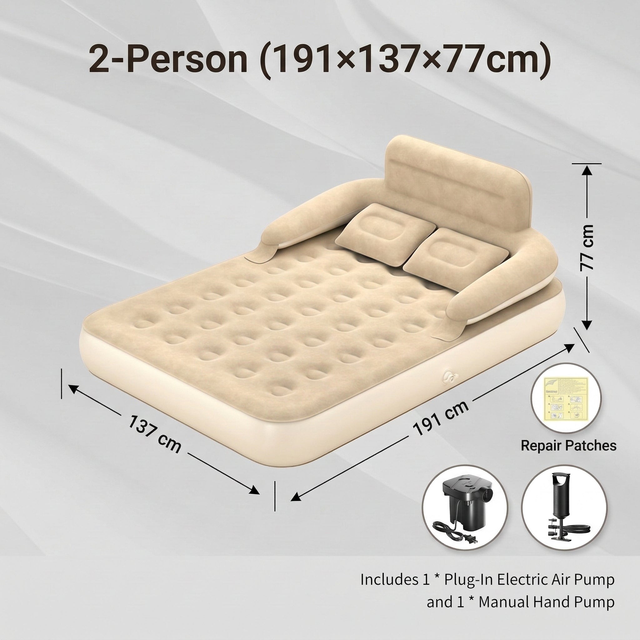 Camping and Home Use Inflatable Mattress with Back Support