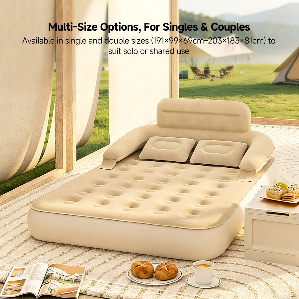 Camping and Home Use Inflatable Mattress with Back Support