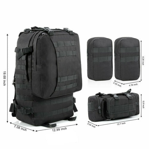 Tactical Military Backpack 60L with Removable MOLLE Pouches