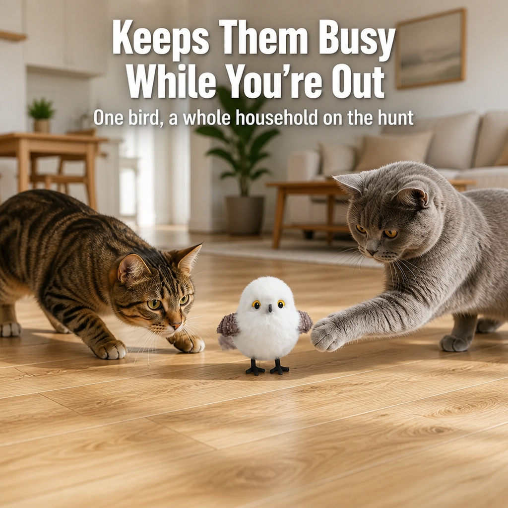 WhiskerWing™ — Spark Your Indoor Cat's Hunting Instinct With Real Flutter & Chirp Play