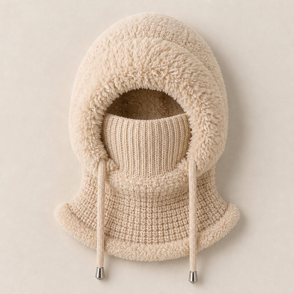 ChillGuard™ – Plush-Lined Hooded Scarf with Drawstring Fit