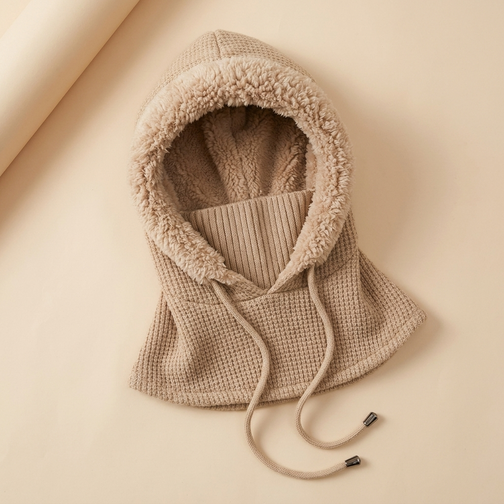 ChillGuard™ – Plush-Lined Hooded Scarf with Drawstring Fit