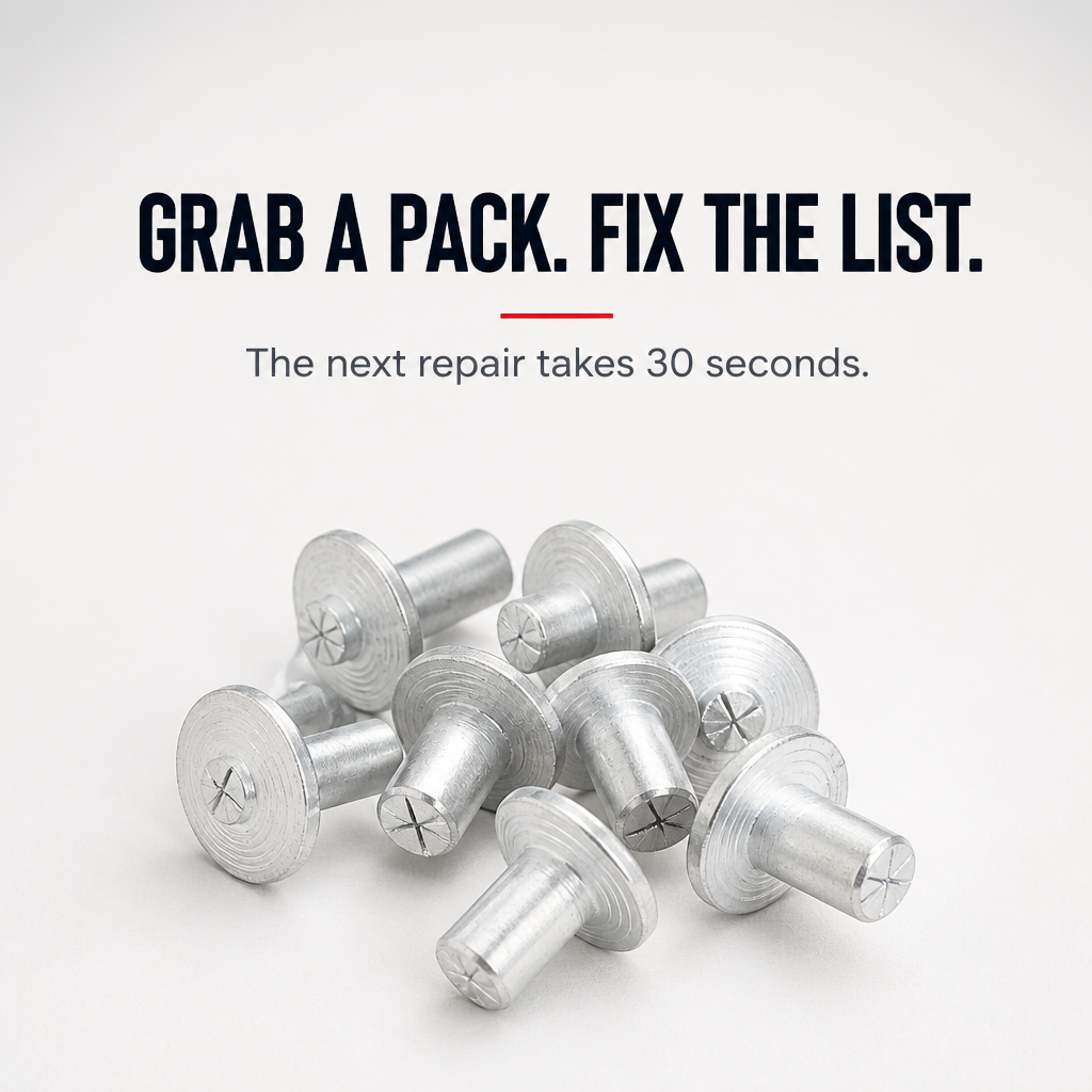 SteelSet™ Drive Rivets — Pin Metal & Plastic Tight Without a Rivet Gun