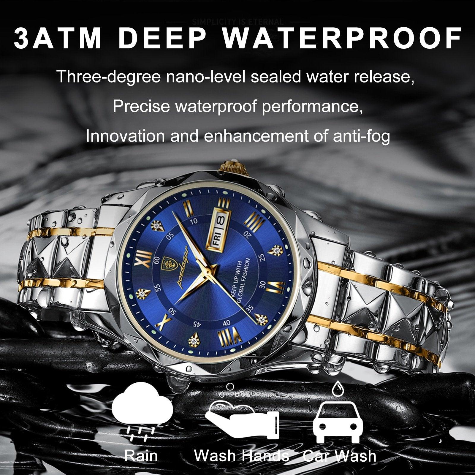 Stylish Steel Timepiece Featuring Blue Face and Roman Digits