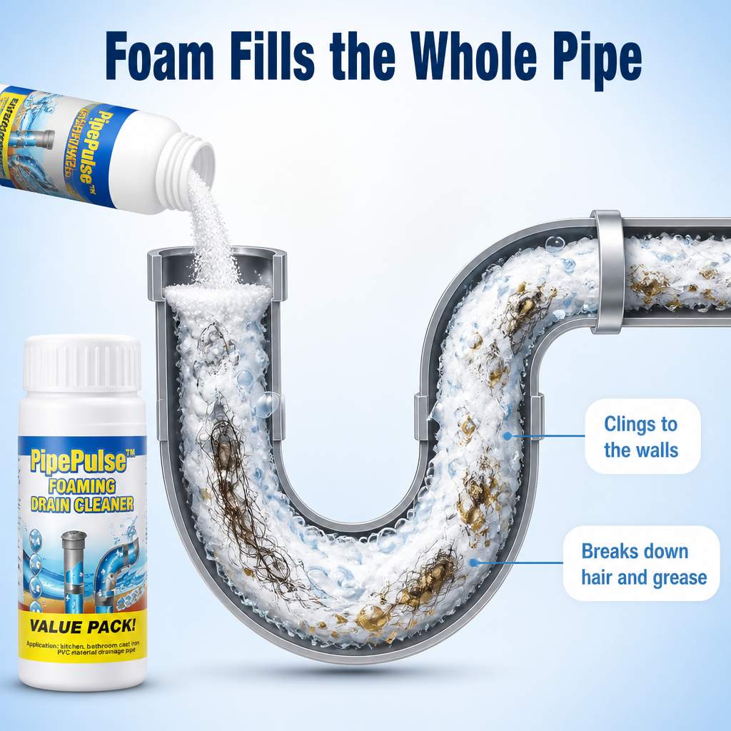 PipePulse™ — Dissolve Hair, Grease & Gunk and Reopen Slow Drains in 20 Minutes