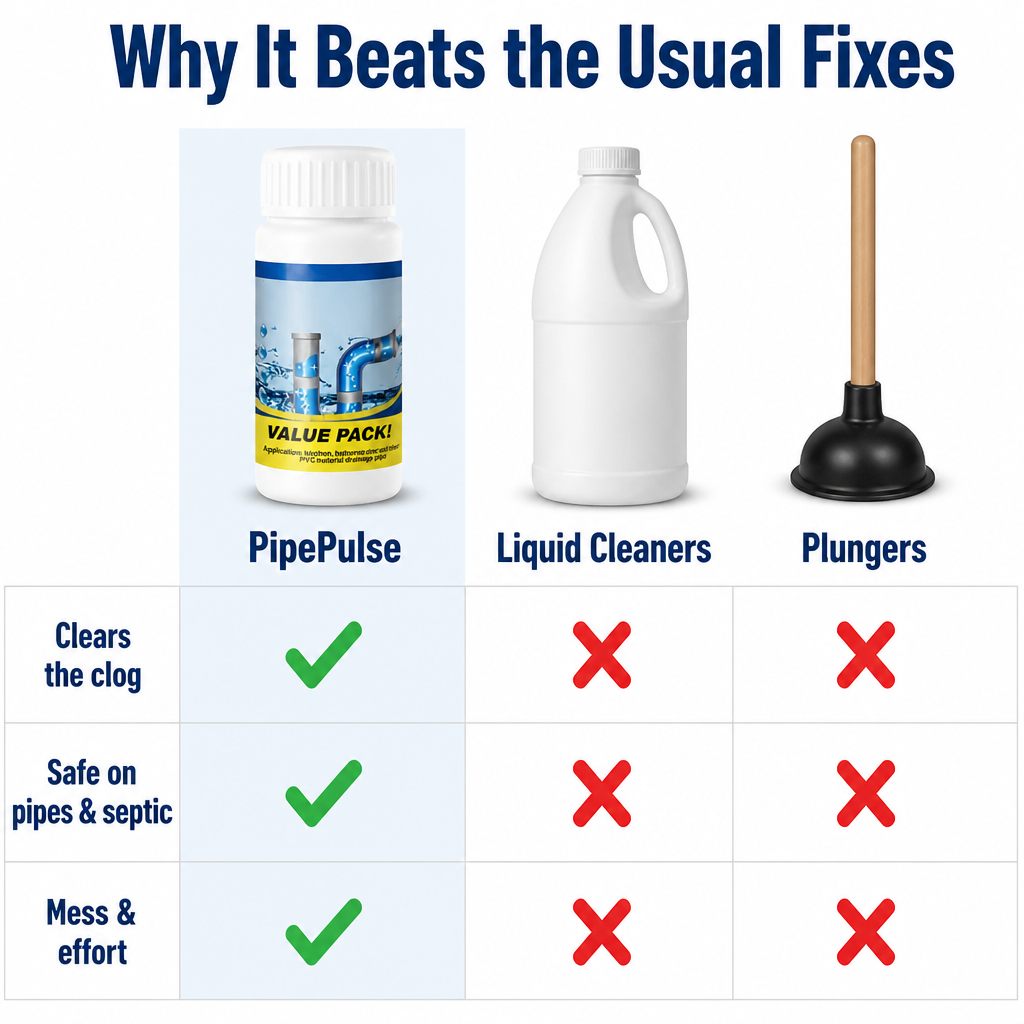 PipePulse™ — Dissolve Hair, Grease & Gunk and Reopen Slow Drains in 20 Minutes