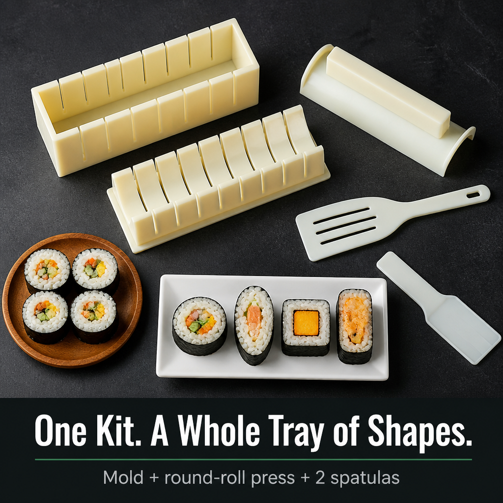 Sushi RollEase™ — Roll Clean, Even Sushi at Home in Minutes, No Mat Needed