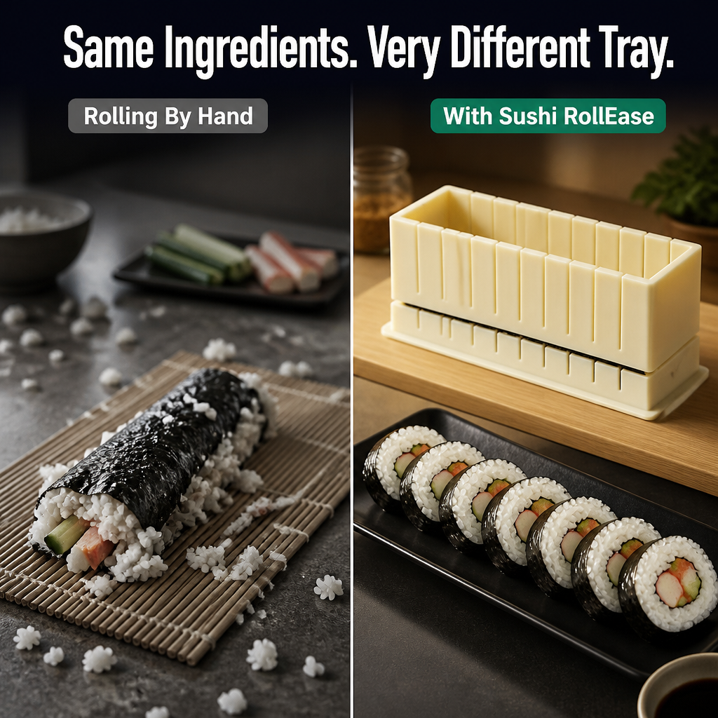 Sushi RollEase™ — Roll Clean, Even Sushi at Home in Minutes, No Mat Needed