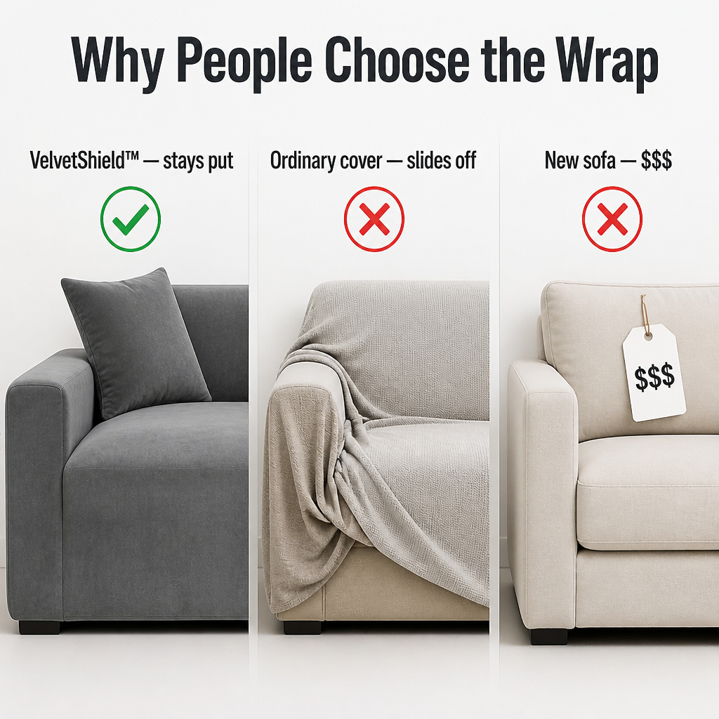 VelvetShield™ — Cover Stains, Claw Marks & Worn Cushions to Make Your Couch Look New