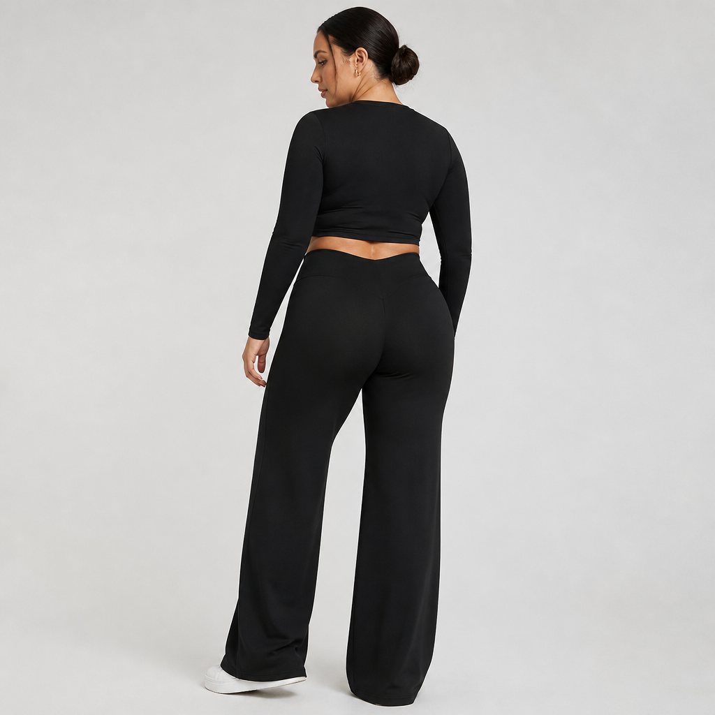 VestaLoom™ – Buttery-Soft High-Waist Wide-Leg Flare Yoga Pants