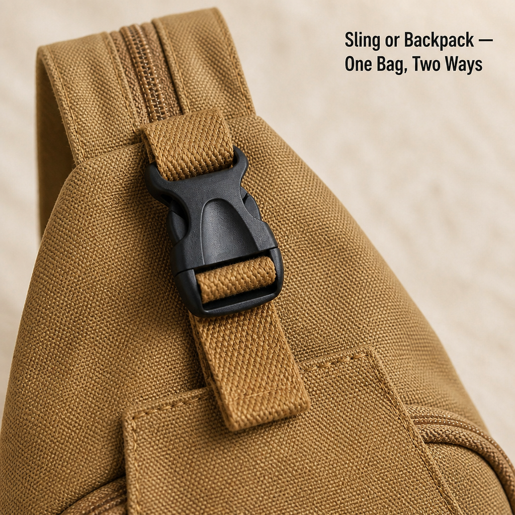 Korva™ – Convertible Sling Crossbody with Hidden Backpack Conversion
