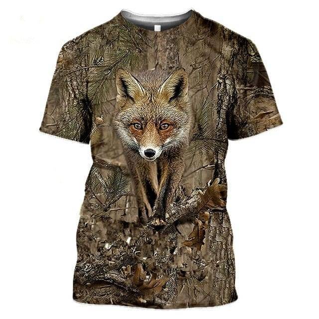 Outdoor Wildlife Print T-Shirt for Men - 3D Camouflage Design