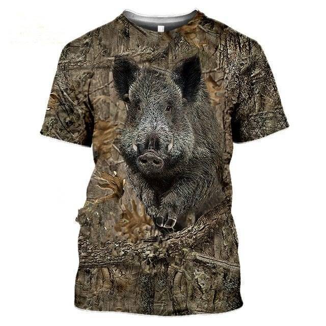 Outdoor Wildlife Print T-Shirt for Men - 3D Camouflage Design