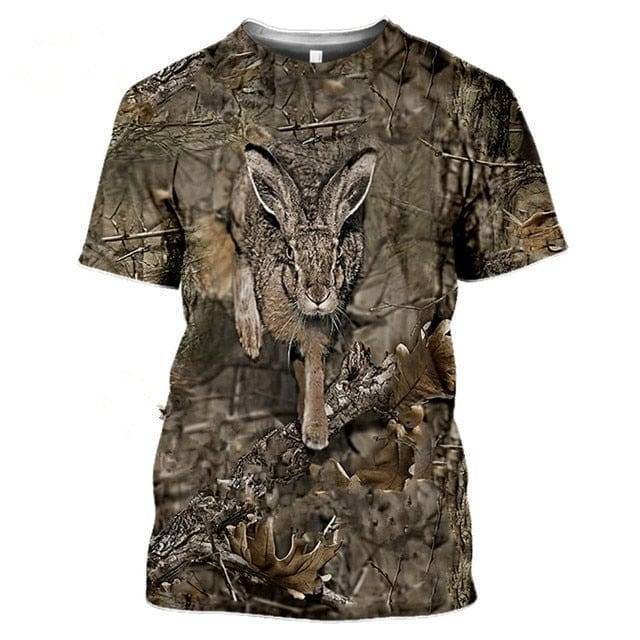 Outdoor Wildlife Print T-Shirt for Men - 3D Camouflage Design