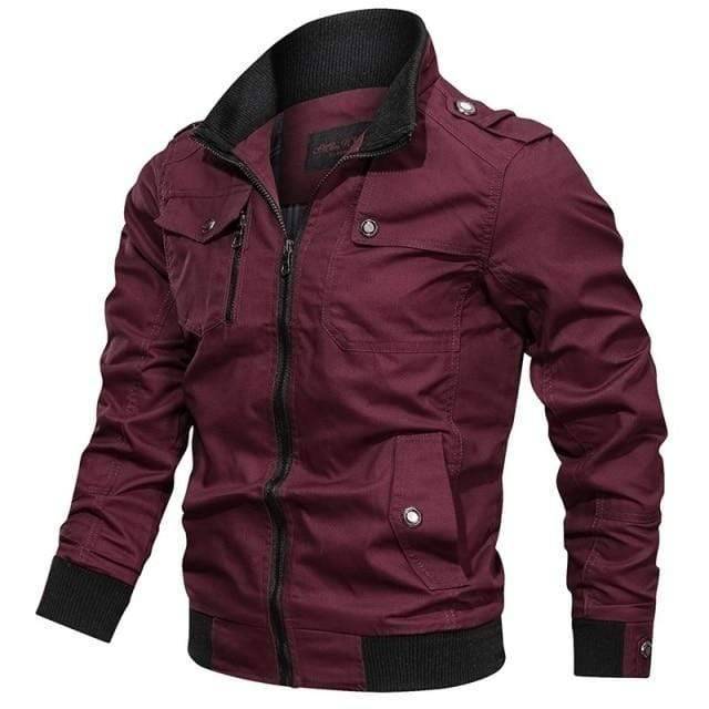 Pilot Style Bomber Jacket for Men with Cargo Pockets