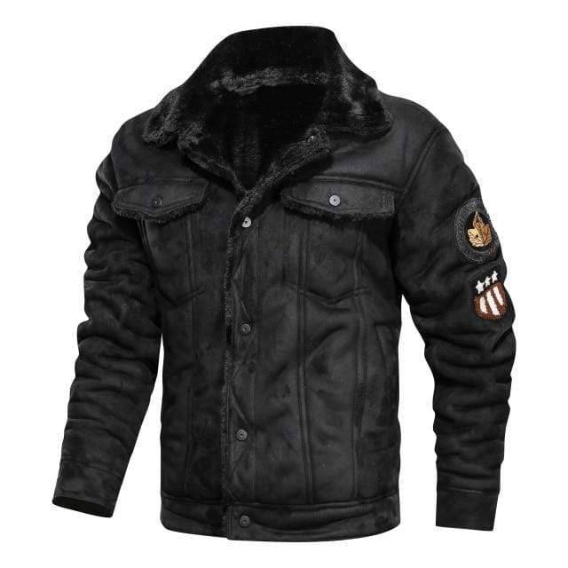 Biker Jacket for Men with Removable Hood and Faux Fur Lining