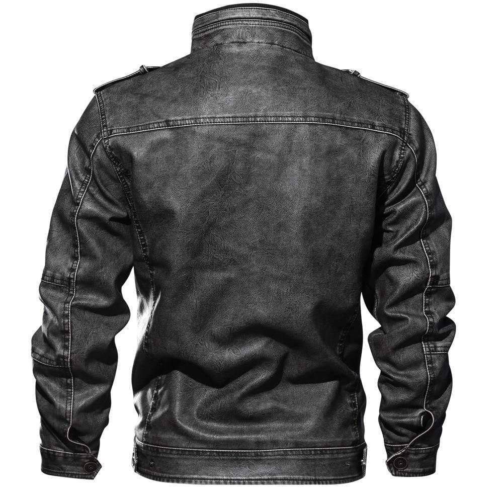 Faux Leather Jacket for Men with Velvet Collar