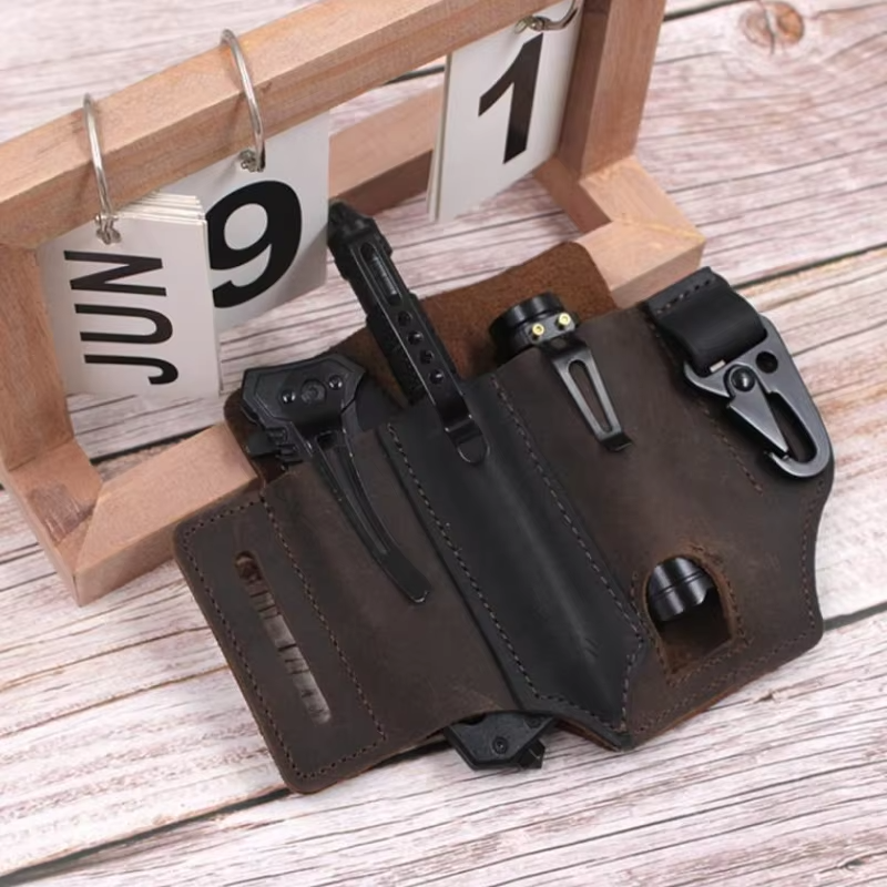 Multitool Holster for Everyday Carry - Genuine Leather Belt Sheath for Men