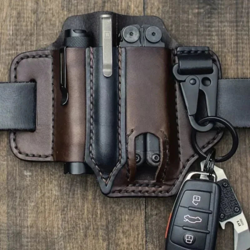 Multitool Holster for Everyday Carry - Genuine Leather Belt Sheath for Men