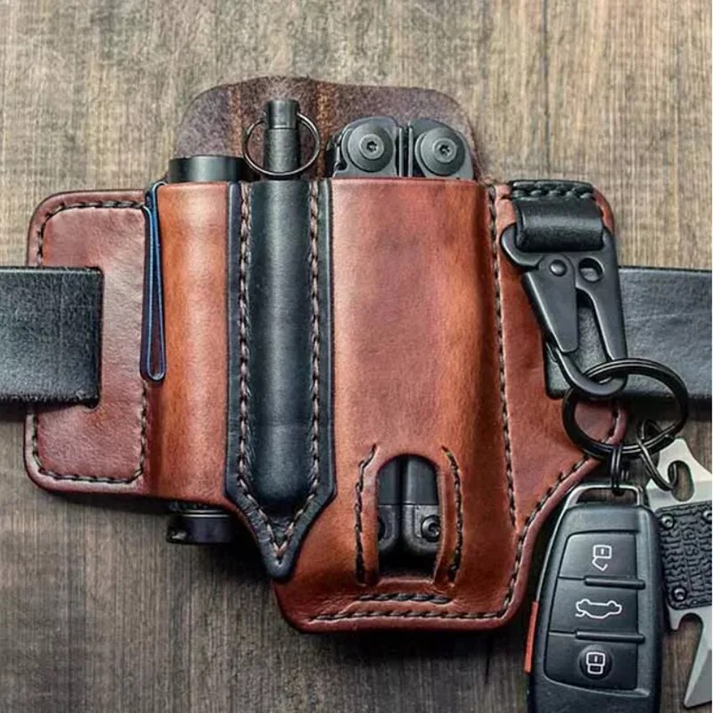 Multitool Holster for Everyday Carry - Genuine Leather Belt Sheath for Men