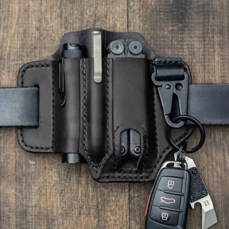 Multitool Holster for Everyday Carry - Genuine Leather Belt Sheath for Men