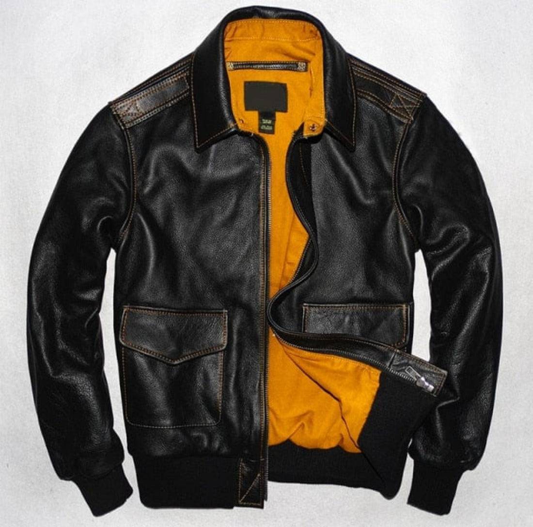 Military Style Air Force Jacket for Men in Genuine Leather