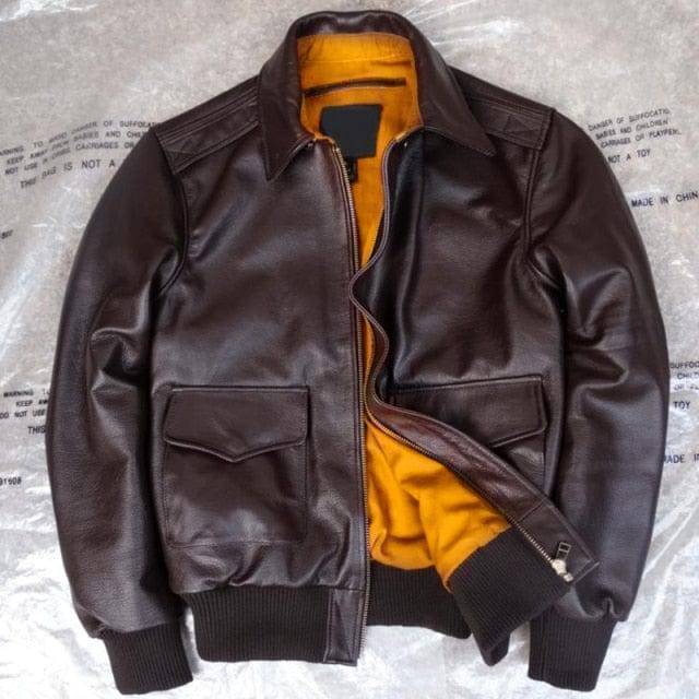 Military Style Air Force Jacket for Men in Genuine Leather
