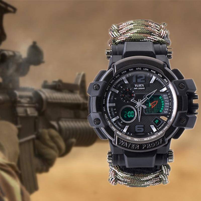 Waterproof Survival Watch for Men with Multi-functional Paracord Design
