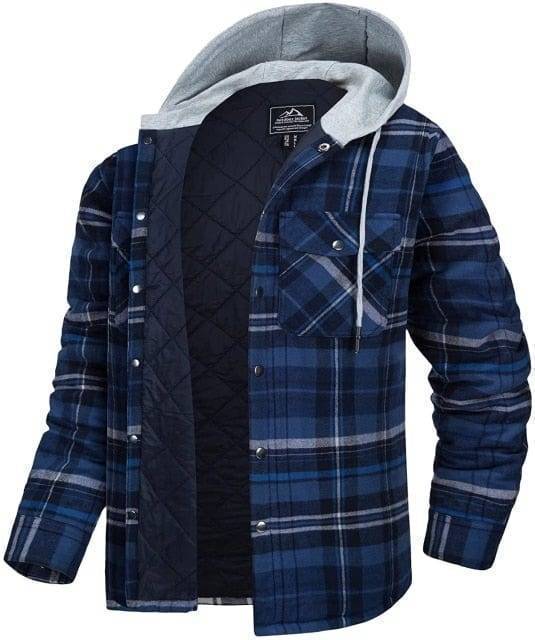 Plaid Flannel Jacket with Quilted Lining for Men