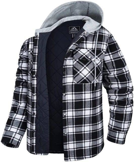 Plaid Flannel Jacket with Quilted Lining for Men