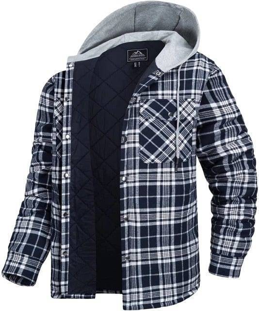 Plaid Flannel Jacket with Quilted Lining for Men