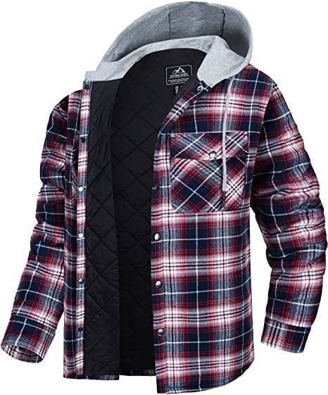 Plaid Flannel Jacket with Quilted Lining for Men