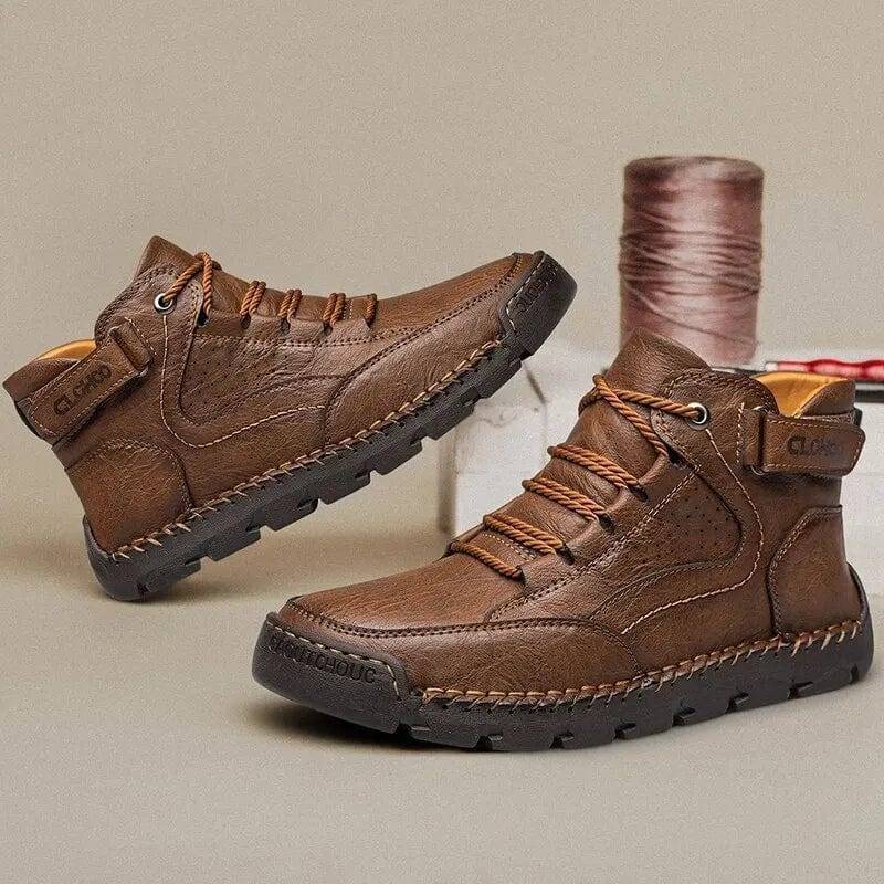 Ankle Boots for Men in PU Leather with Comfortable Non-Slip Sole