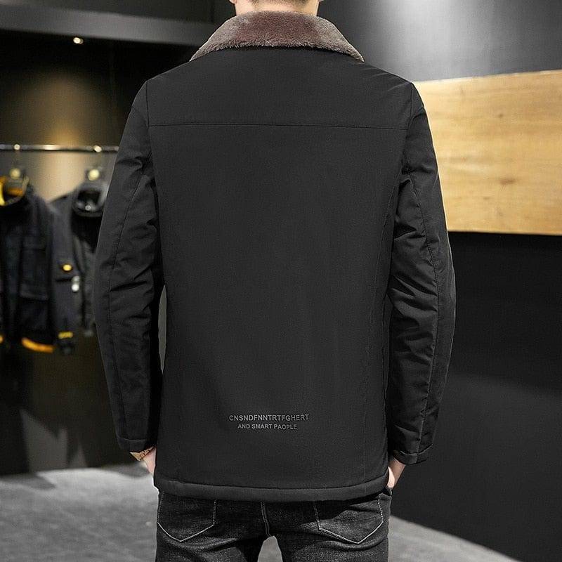 Men's Insulated Coat with Faux Fur Trimmed Collar