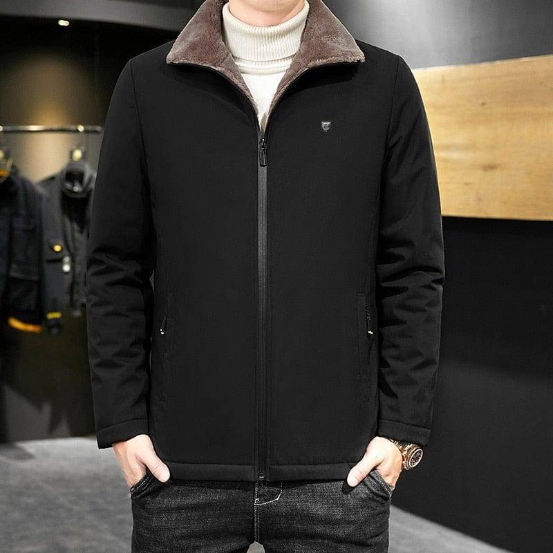 Men's Insulated Coat with Faux Fur Trimmed Collar