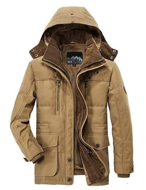 Warm Fleece Parka Jacket for Men with Removable Hood