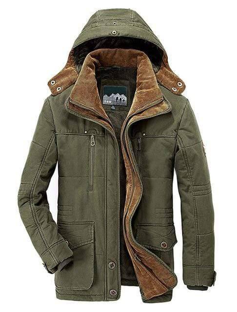 Warm Fleece Parka Jacket for Men with Removable Hood