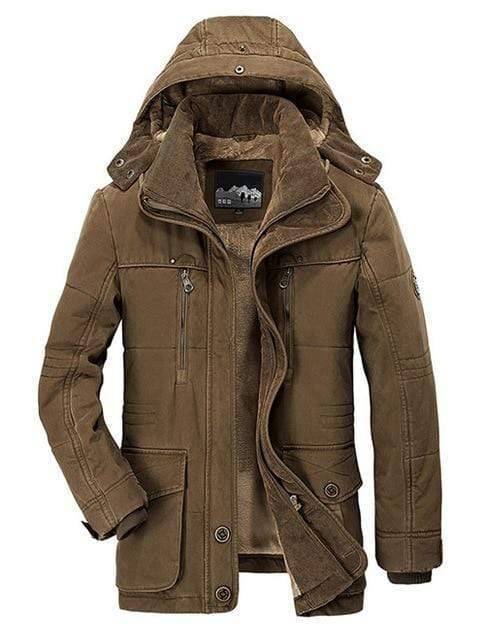 Warm Fleece Parka Jacket for Men with Removable Hood